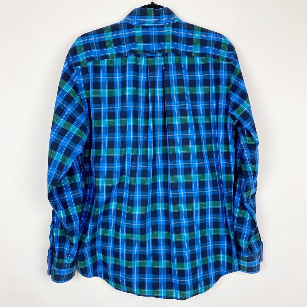 Nautica Classic Fit Plaid Wrinkle Resistant Button Down Shirt Mens M Blue Green - Picture 3 of 7